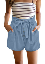 Load image into Gallery viewer, Women Elastic-Waist Buttons Tie-Front Shorts
